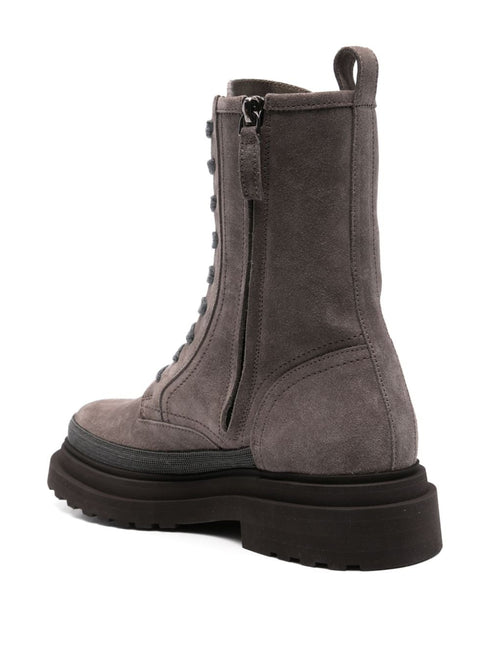 Monili-detail suede boots